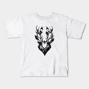 Stag Deer Wild Animal Nature Illustration Art Tattoo Kids T-Shirt